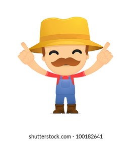 funny cartoon farmer in various poses for use in advertising, presentations, brochures, blogs, documents and forms, etc.