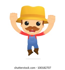 funny cartoon farmer in various poses for use in advertising, presentations, brochures, blogs, documents and forms, etc.
