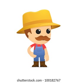 funny cartoon farmer in various poses for use in advertising, presentations, brochures, blogs, documents and forms, etc.