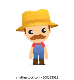 funny cartoon farmer in various poses for use in advertising, presentations, brochures, blogs, documents and forms, etc.