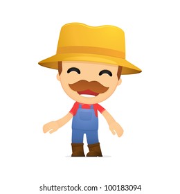 funny cartoon farmer in various poses for use in advertising, presentations, brochures, blogs, documents and forms, etc.