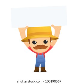 funny cartoon farmer in various poses for use in advertising, presentations, brochures, blogs, documents and forms, etc.