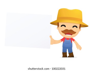 funny cartoon farmer in various poses for use in advertising, presentations, brochures, blogs, documents and forms, etc.