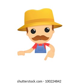 funny cartoon farmer in various poses for use in advertising, presentations, brochures, blogs, documents and forms, etc.