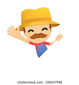 funny cartoon farmer in various poses for use in advertising, presentations, brochures, blogs, documents and forms, etc.