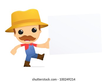 funny cartoon farmer in various poses for use in advertising, presentations, brochures, blogs, documents and forms, etc.