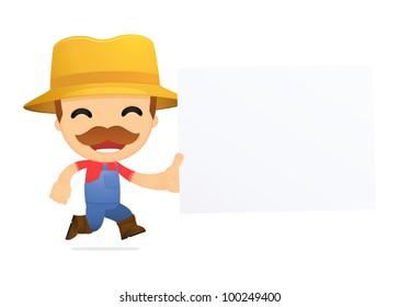 funny cartoon farmer in various poses for use in advertising, presentations, brochures, blogs, documents and forms, etc.