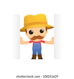 funny cartoon farmer in various poses for use in advertising, presentations, brochures, blogs, documents and forms, etc.