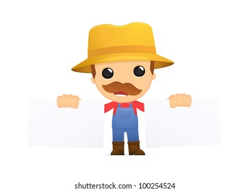 funny cartoon farmer in various poses for use in advertising, presentations, brochures, blogs, documents and forms, etc.