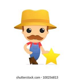 funny cartoon farmer in various poses for use in advertising, presentations, brochures, blogs, documents and forms, etc.