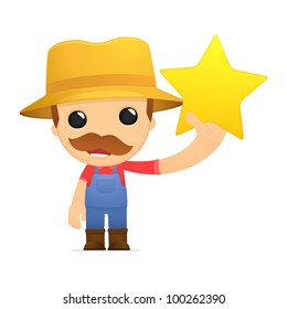 funny cartoon farmer in various poses for use in advertising, presentations, brochures, blogs, documents and forms, etc.