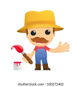funny cartoon farmer in various poses for use in advertising, presentations, brochures, blogs, documents and forms, etc.