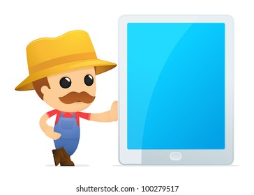 funny cartoon farmer in various poses for use in advertising, presentations, brochures, blogs, documents and forms, etc.