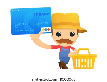 funny cartoon farmer in various poses for use in advertising, presentations, brochures, blogs, documents and forms, etc.