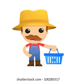 funny cartoon farmer in various poses for use in advertising, presentations, brochures, blogs, documents and forms, etc.
