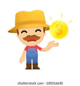 funny cartoon farmer in various poses for use in advertising, presentations, brochures, blogs, documents and forms, etc.