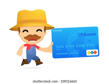 funny cartoon farmer in various poses for use in advertising, presentations, brochures, blogs, documents and forms, etc.