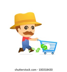 funny cartoon farmer in various poses for use in advertising, presentations, brochures, blogs, documents and forms, etc.