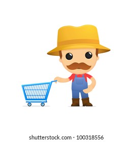 funny cartoon farmer in various poses for use in advertising, presentations, brochures, blogs, documents and forms, etc.