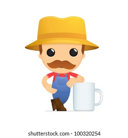 funny cartoon farmer in various poses for use in advertising, presentations, brochures, blogs, documents and forms, etc.