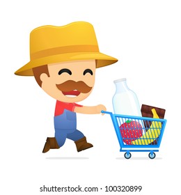 funny cartoon farmer in various poses for use in advertising, presentations, brochures, blogs, documents and forms, etc.