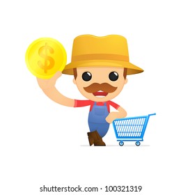 funny cartoon farmer in various poses for use in advertising, presentations, brochures, blogs, documents and forms, etc.
