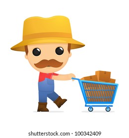 funny cartoon farmer in various poses for use in advertising, presentations, brochures, blogs, documents and forms, etc.