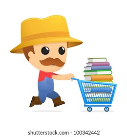 funny cartoon farmer in various poses for use in advertising, presentations, brochures, blogs, documents and forms, etc.