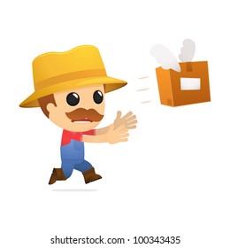 funny cartoon farmer in various poses for use in advertising, presentations, brochures, blogs, documents and forms, etc.