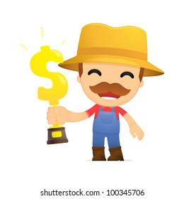 funny cartoon farmer in various poses for use in advertising, presentations, brochures, blogs, documents and forms, etc.