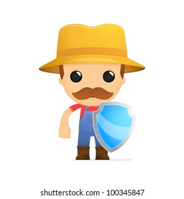 funny cartoon farmer in various poses for use in advertising, presentations, brochures, blogs, documents and forms, etc.