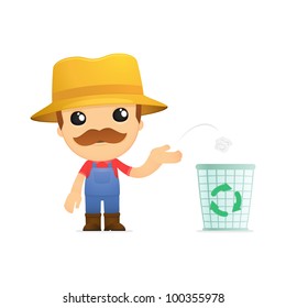funny cartoon farmer in various poses for use in advertising, presentations, brochures, blogs, documents and forms, etc.