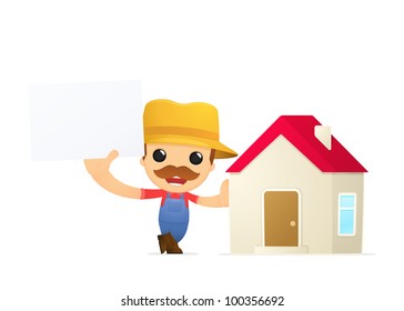funny cartoon farmer in various poses for use in advertising, presentations, brochures, blogs, documents and forms, etc.