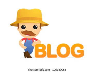 funny cartoon farmer in various poses for use in advertising, presentations, brochures, blogs, documents and forms, etc.