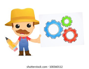 funny cartoon farmer in various poses for use in advertising, presentations, brochures, blogs, documents and forms, etc.