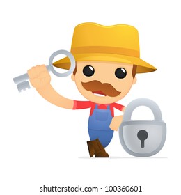 funny cartoon farmer in various poses for use in advertising, presentations, brochures, blogs, documents and forms, etc.