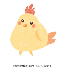 Funny cartoon fat bird. Yellow bird with orange tuft. Color vector illustration for coloring book, stencil, design, prints.