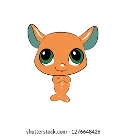 Funny  cartoon fictional animal. Vector illustration on white background.