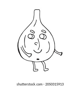 Divertido personaje de historieta. Verduras y frutas. Ilustración vectorial. Aislado. Doodles. Cómics. Adecuado para la página de inicio, banner, volante, páginas de colorear para niños y adultos.