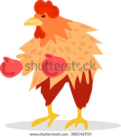 Funny Cartoon Fighting Rooster Vector Illustration Stock Vector