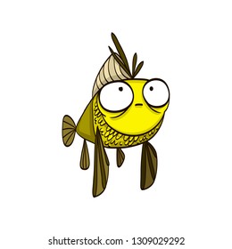funny cartoon fish with big eyes