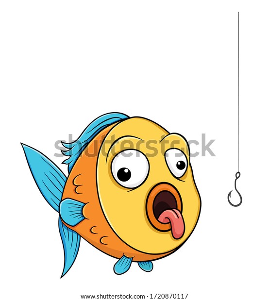 Funny Cartoon Fish Shows Tongue Isolated Stock Vector (Royalty Free ...