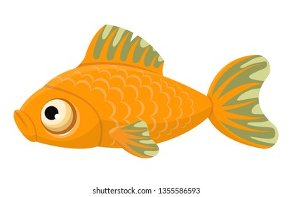 Funny cartoon fish vector design illustration isolated on white background