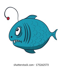 Funny cartoon fish. Vector illustration