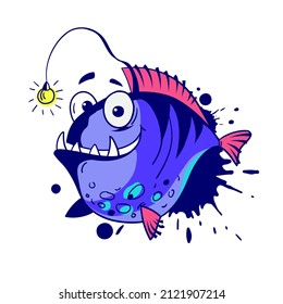 Funny cartoon fish, vector illustration