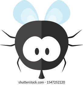 Funny cartoon fly. Flat icon. Illustration for kids
