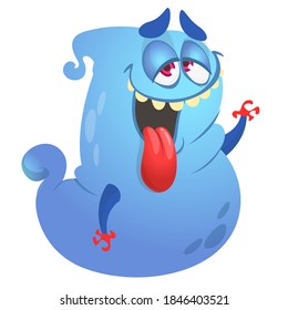 Funny cartoon flying monster design. Monster character illustration