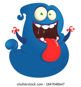 Funny cartoon flying monster design. Monster character illustration