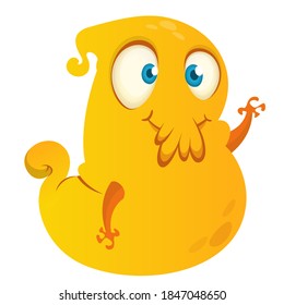 Funny cartoon flying monster design. Monster character illustration