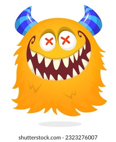 Funny cartoon flying monster. Halloween vector illustration isolated. Great for package or party decoration